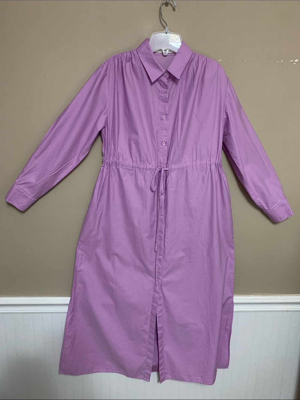 Petal & Pup Alexander Lavender XS Button-Front Shirt Dress Mature Minimal Office